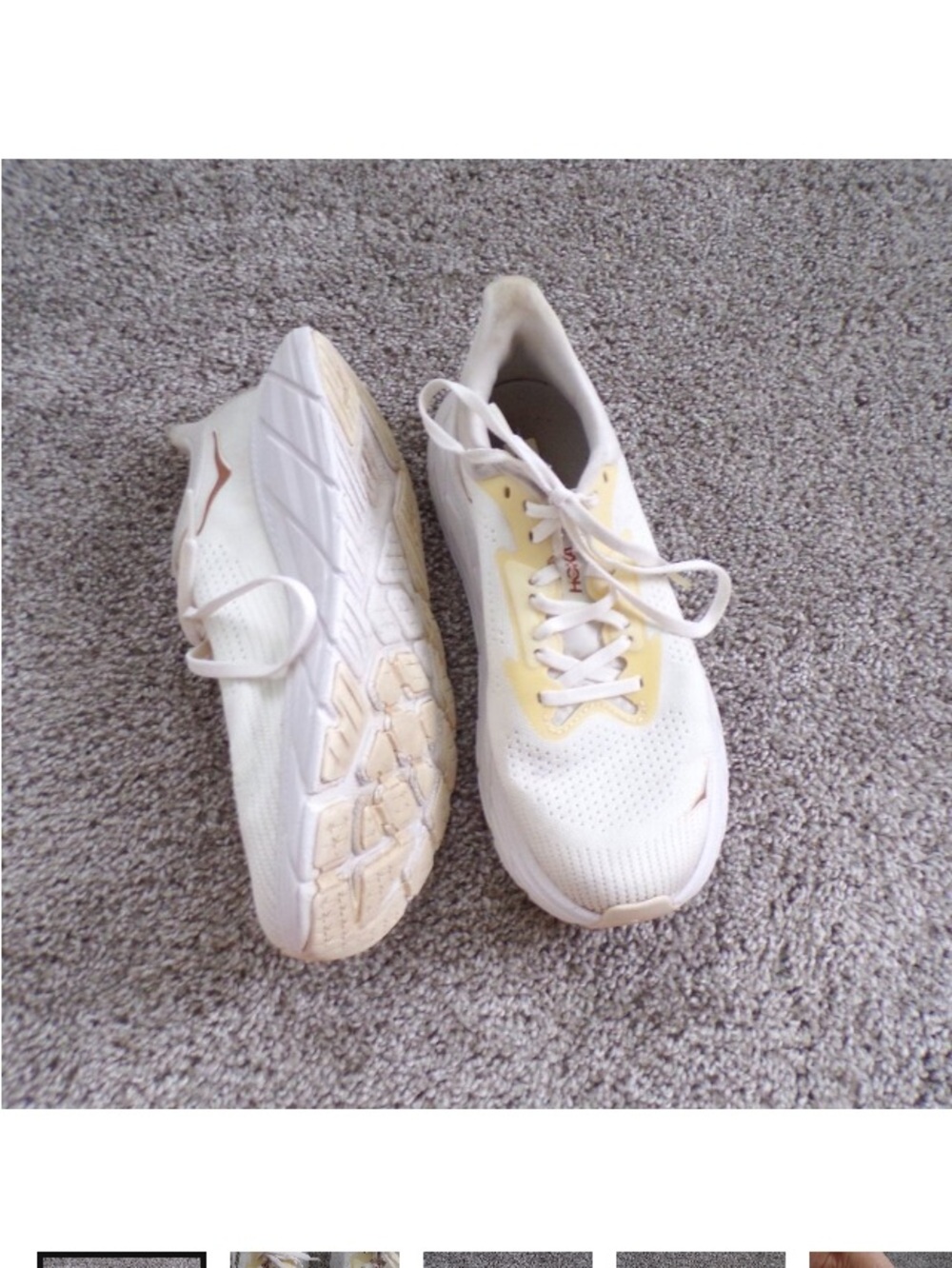 Hoka One One White Sneakers with Blue Logo